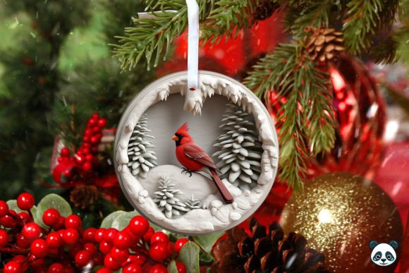 3D Red Cardinal Christmas Ornament 5 for Crafts