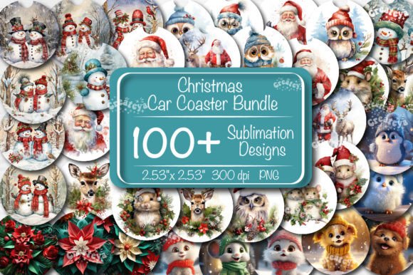 Car Coaster Christmas Sublimation Bundle for Crafts
