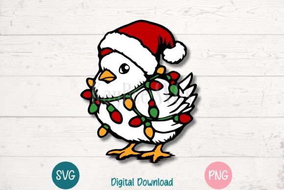 Chicken Wrapped in Christmas Lights SVG for Crafts
