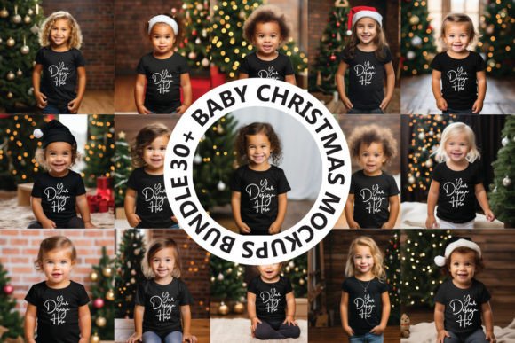 Christmas Black Baby Mockups Bundle for Baby Amp Branding