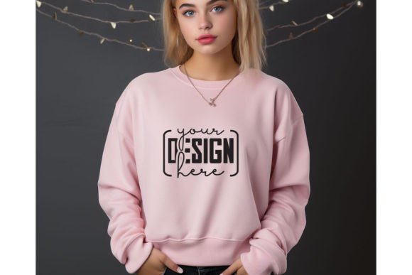 Christmas Girl Pink Sweatshirt Mockups for Hoodies Amp