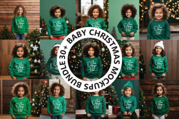 Christmas Green Baby Mockups Bundle for Baby Amp Branding