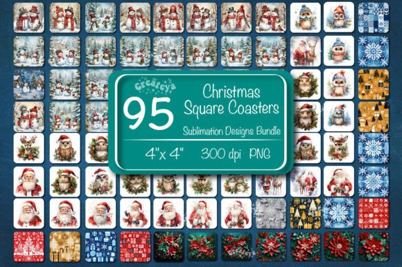 Christmas Square Coaster Png Big Bundle for Crafts