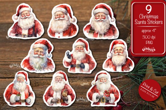 Christmas Stickers Png Bundle Santa Png for Crafts
