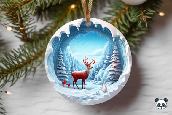 Cute Reindeer 3D Christmas Ornament for Crafts
