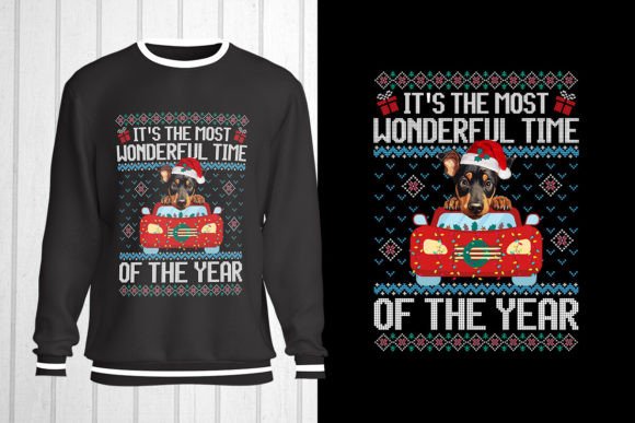 Doberman Dog Christmas Ugly Sweater: T-Shirt Designs