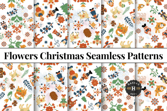 Flowers Christmas Patterns: Freebies for Branding