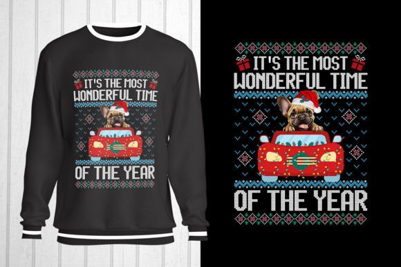 French Bulldog Christmas Ugly Sweater T-Shirt Designs