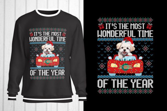Maltese Dog Christmas Ugly Sweater T-Shirt Designs