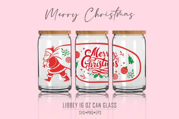 Merry Christmas 16 Oz Libbey Glass Svg Print Templates