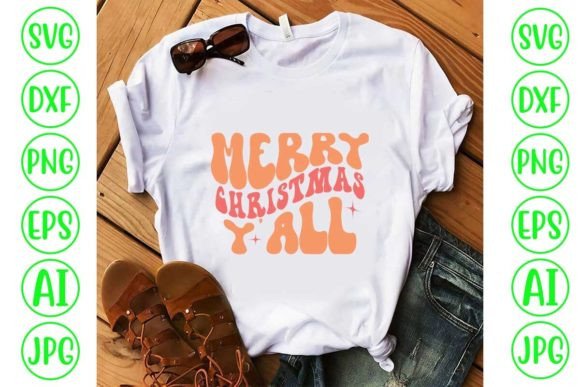 Merry Christmas Y all Retro Svg for T-Shirt Designs