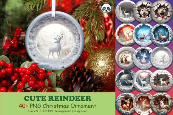 Reindeer 3D Ornament Bundle for Crafts & Branding