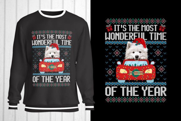Samoyed Dog Christmas Ugly Sweater T-Shirt Designs