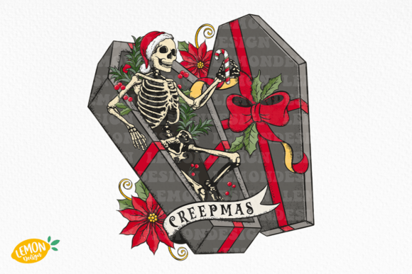 Skeleton Christmas Creepmas Sublimation for Crafts