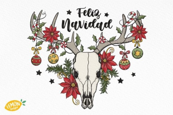 Skeleton Christmas Deer Skull PNG for Crafts