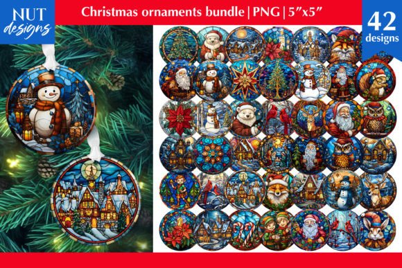 Stained Glass Christmas Ornament Bundle for Crafts