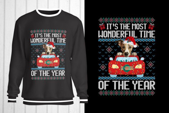 Whippet Dog Christmas Ugly Sweater T-Shirt Designs