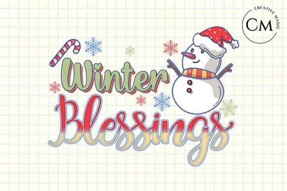 Winter Blessings Christmas Design PNG for Crafts
